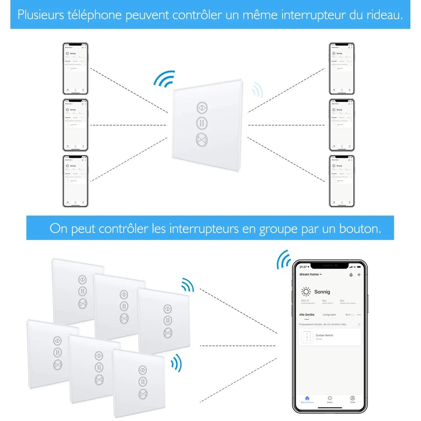Smart WiFi Curtain Blinds Switch for Roller Shutter Electric Tubular Motor Google Home Alexa Echo Smart Home App Timer Profi-Group