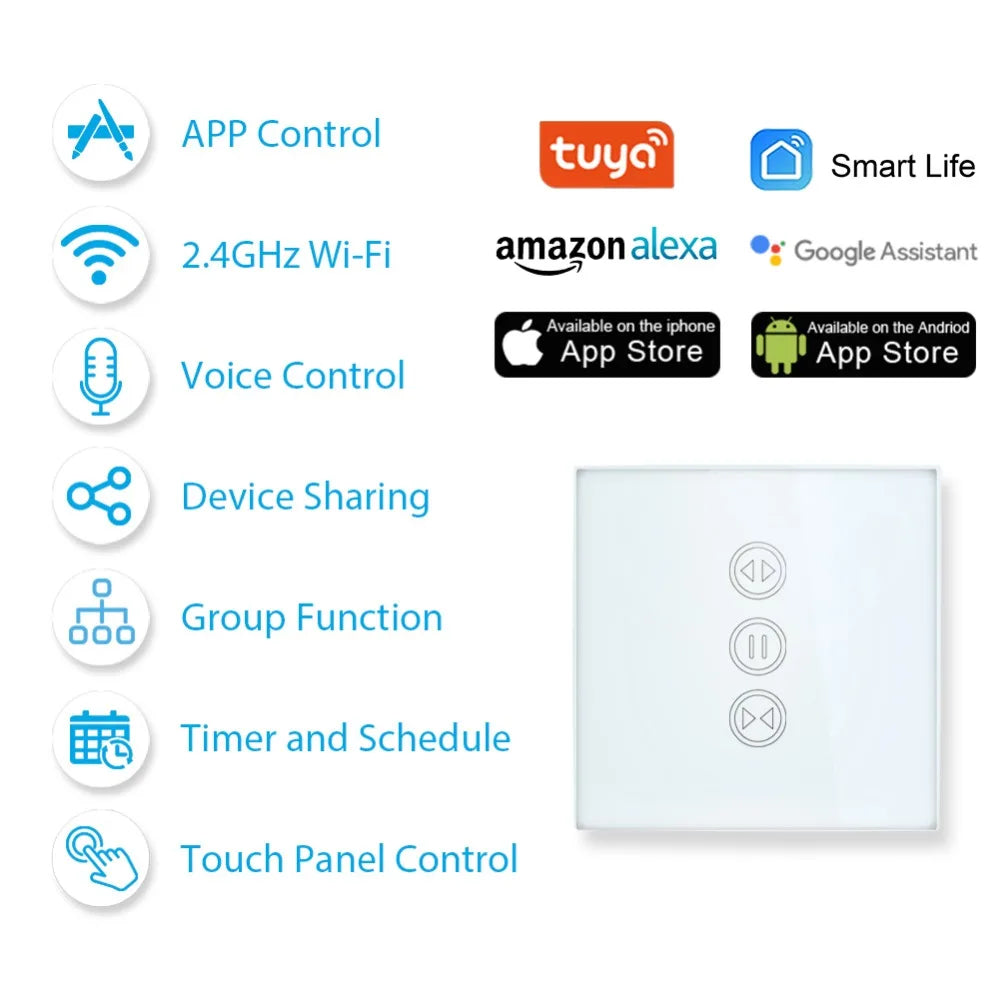 Smart WiFi Curtain Blinds Switch for Roller Shutter Electric Tubular Motor Google Home Alexa Echo Smart Home App Timer Profi-Group