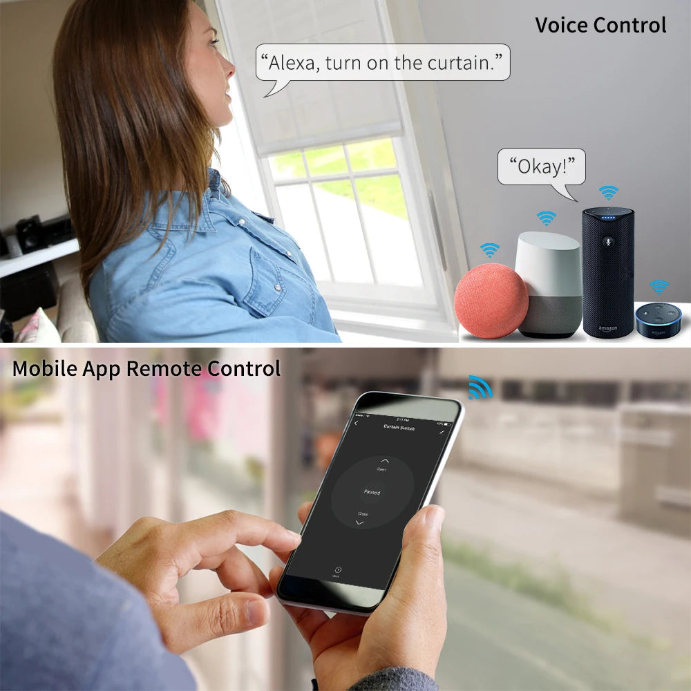 Smart WiFi Curtain Blinds Switch for Roller Shutter Electric Tubular Motor Google Home Alexa Echo Smart Home App Timer Profi-Group