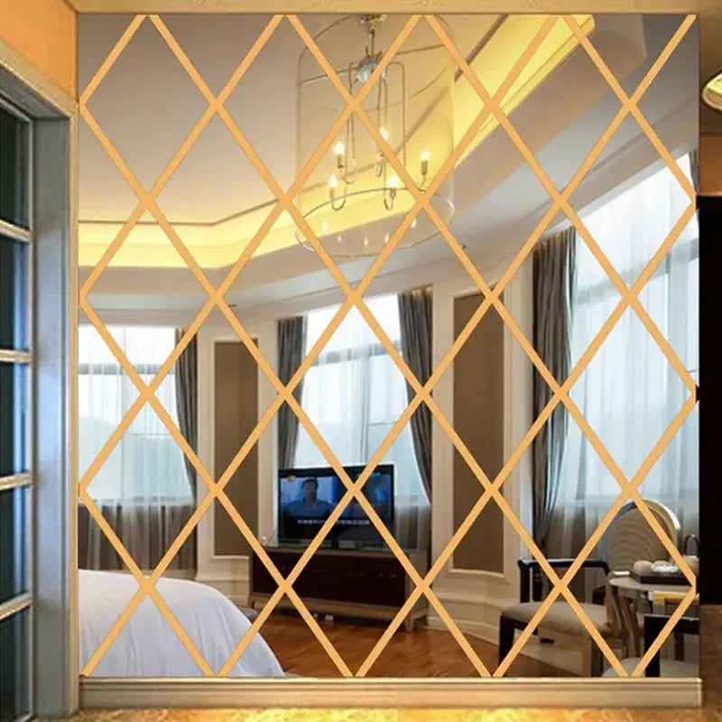 3D Diamond Shaped Acrylic Wall Mirror DIY Self-Adhesive Diamond Mirror Wall Sticker Office Living Room Art Home Decoration Profi-Group