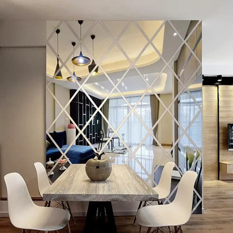 3D Diamond Shaped Acrylic Wall Mirror DIY Self-Adhesive Diamond Mirror Wall Sticker Office Living Room Art Home Decoration Profi-Group