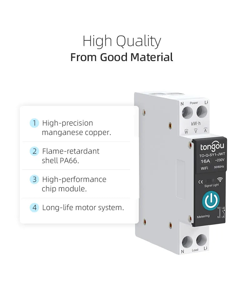 TUYA WIFI Smart Circuit Breaker Power Metering 1P 63A DIN Rail for Smart Home wireless Remote Control Smart Switch by APP TONGOU Profi-Group