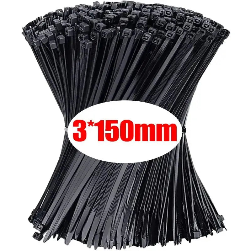 1000/100Pcs Nylon Cable Ties Self-locking Cord Ties Straps Adjustable Cables Fastening Loop Home Office Wire Zip Ties Wholesale Profi-Group