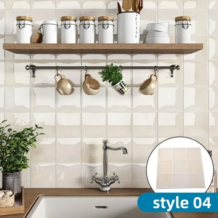 Wall Stickers White Self-Adhesive Anti-Tiles Waterproof Vinyl Peel and Stick 3D Brick Wallpaper Backsplash for Kitchen Bathroom