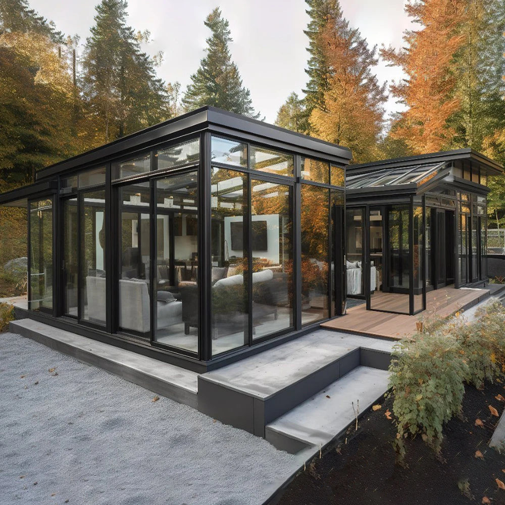 Раздвижная дверь Sixinalu Sunroom с двойным остеклением, изготовленная на заказ, из алюминиевого сплава, входные двери, стеклянная садовая комната для домашнего декора