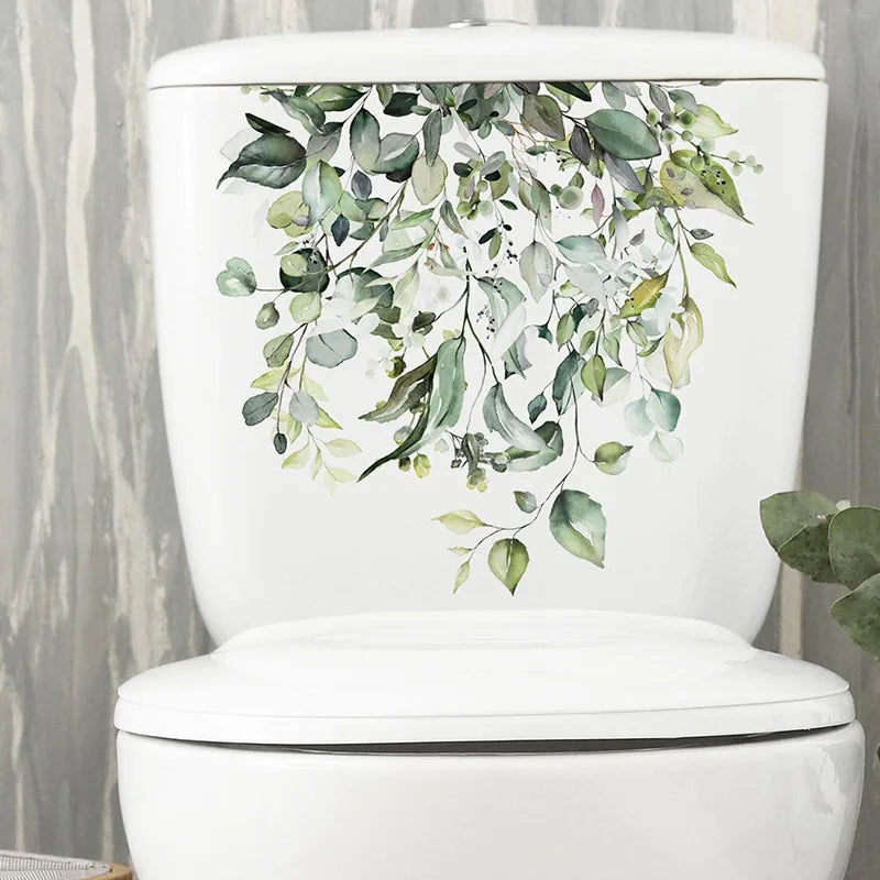 Green Plant Leaves Bathroom Toilet Sticker WC - Profi-Group