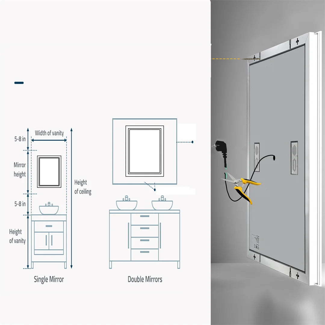 ALLICE Bluetooth Mirror Time Temperature Display Wall Hang Vanity Mirror with Bluetooth Speaker Dimmable Anti-fog Profi-Group