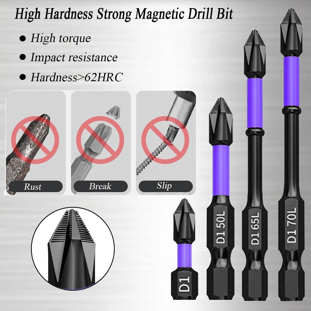 6/12 Pcs Magnetic Screwdriver Bits Non-slip Shockproof Phillips Impact Bits Hex Shank Alloy Steel Bits Suitable for Power Tools Profi-Group