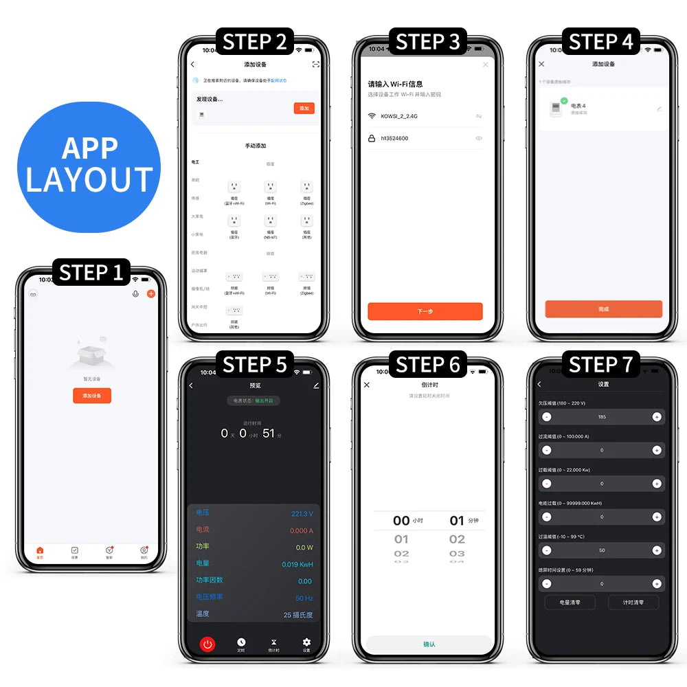 Tuya WiFi 8in1 Power Meter 2P AC Energy Meter APP Control 170-270V/63A Voltage and Current Meter Electricity Meter Smart Life Profi-Group