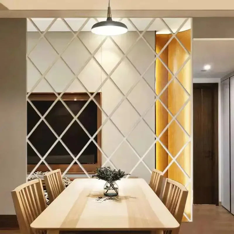 3D Diamond Shaped Acrylic Wall Mirror DIY Self-Adhesive Diamond Mirror Wall Sticker Office Living Room Art Home Decoration Profi-Group