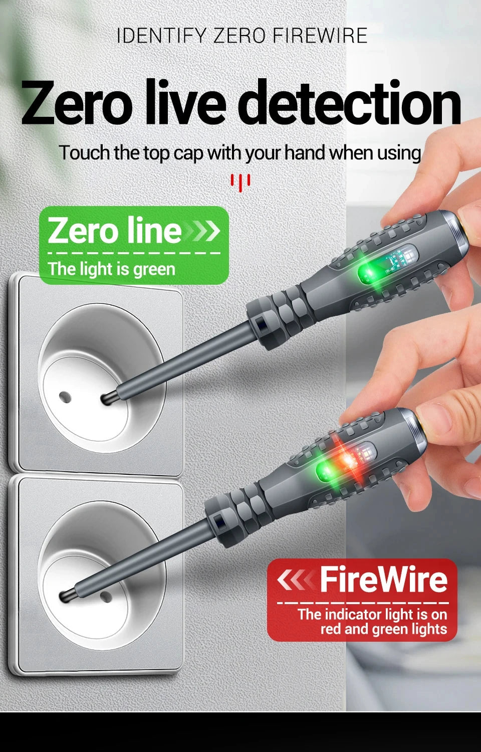 Multifunctional Electrician Test Screwdriver AC Non-contact Induction Test Pen Voltage Tester 70-600V Red Green Induction Lights Profi-Group