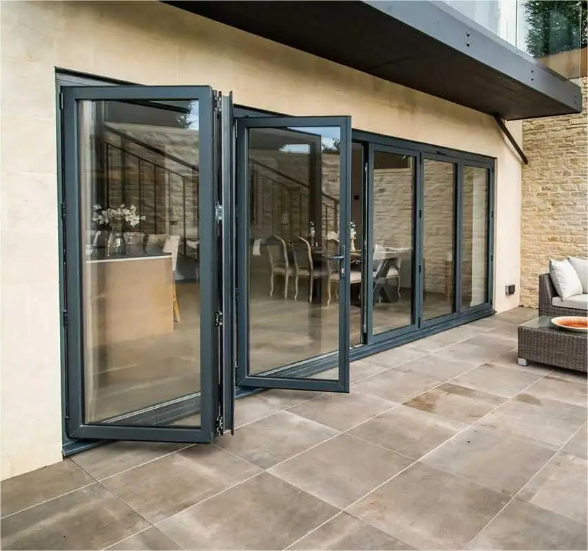 Exterior Patio Doors Modern Waterproof Glass Bifold Door for House Thermal Break Aluminum Accordion Type Folding Door