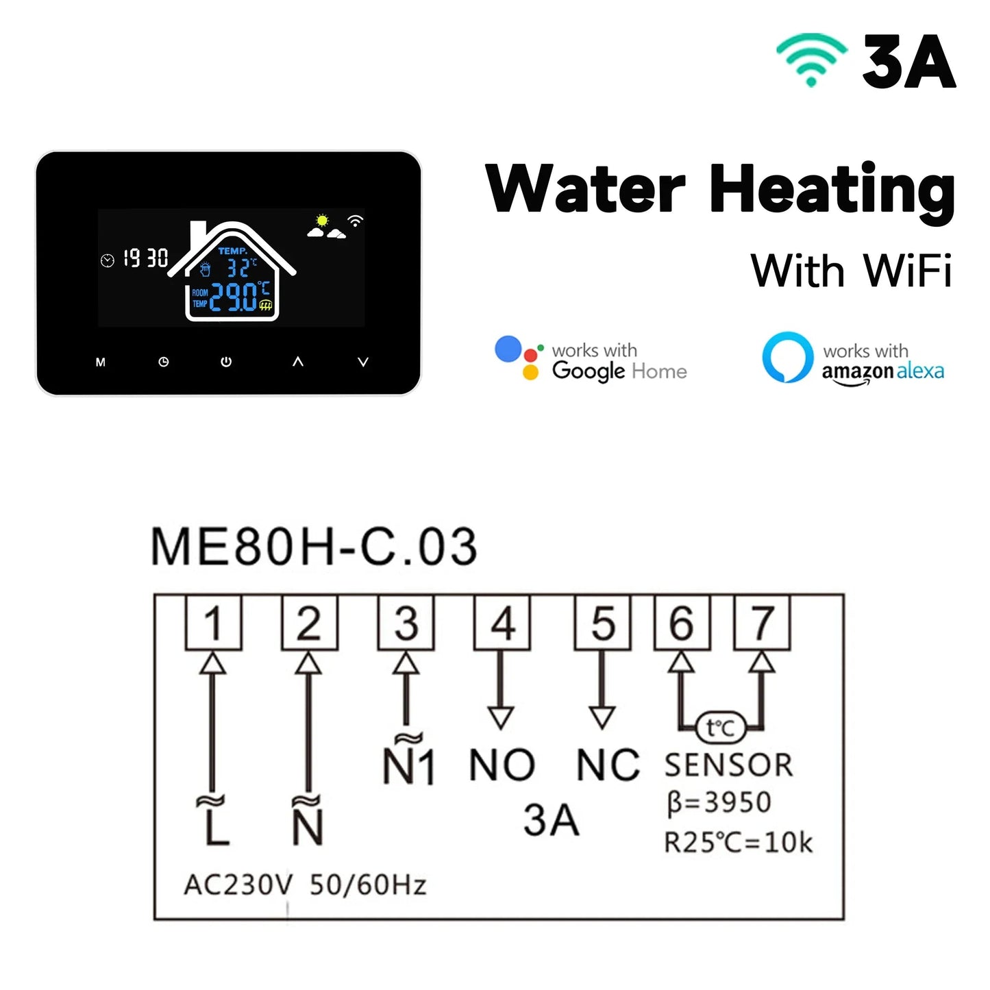 2024 New Smart Thermostat Tuya WiFi Temperature Controller Electric Floor Heating Plumbing LCD Display for Alice AlexaGoogleHome Profi-Group