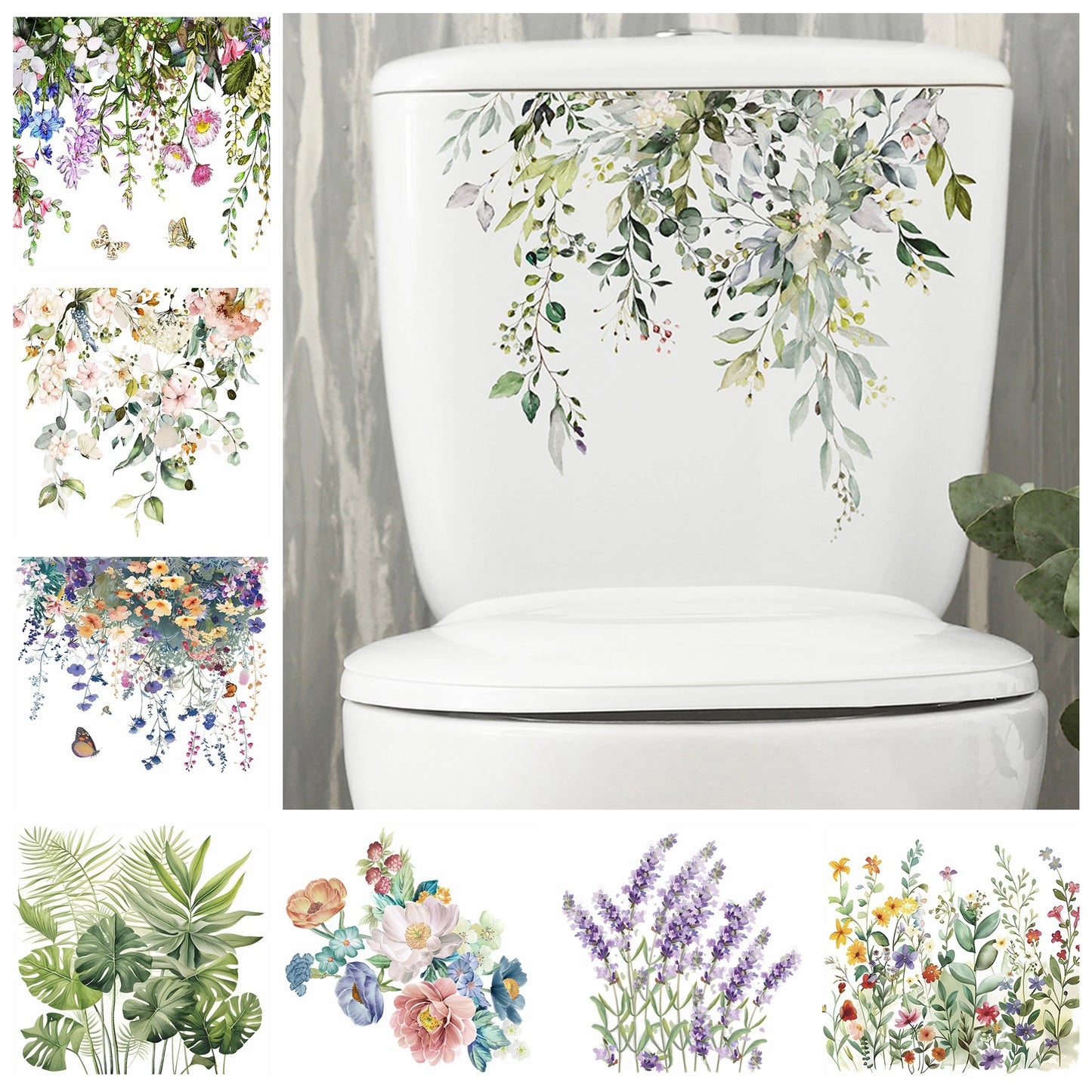 Green Plant Leaves Bathroom Toilet Sticker WC - Profi-Group