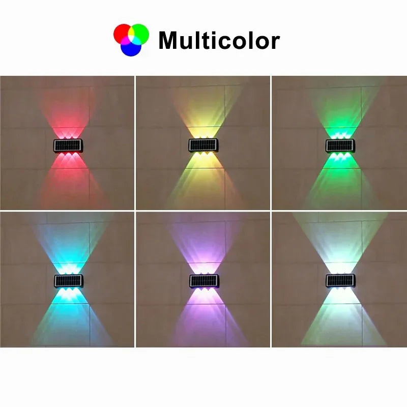 4/6/8LED Solar Wall Spotlight Outdoor Upper And Lower Lighting Solar Powered Waterproof Streetlight for Balcony Courtyard Garden