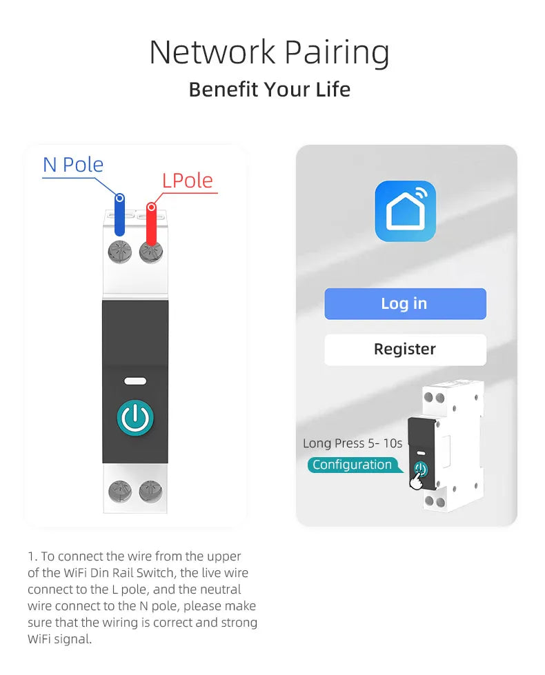 TUYA WIFI Smart Circuit Breaker Power Metering 1P 63A DIN Rail for Smart Home wireless Remote Control Smart Switch by APP TONGOU Profi-Group