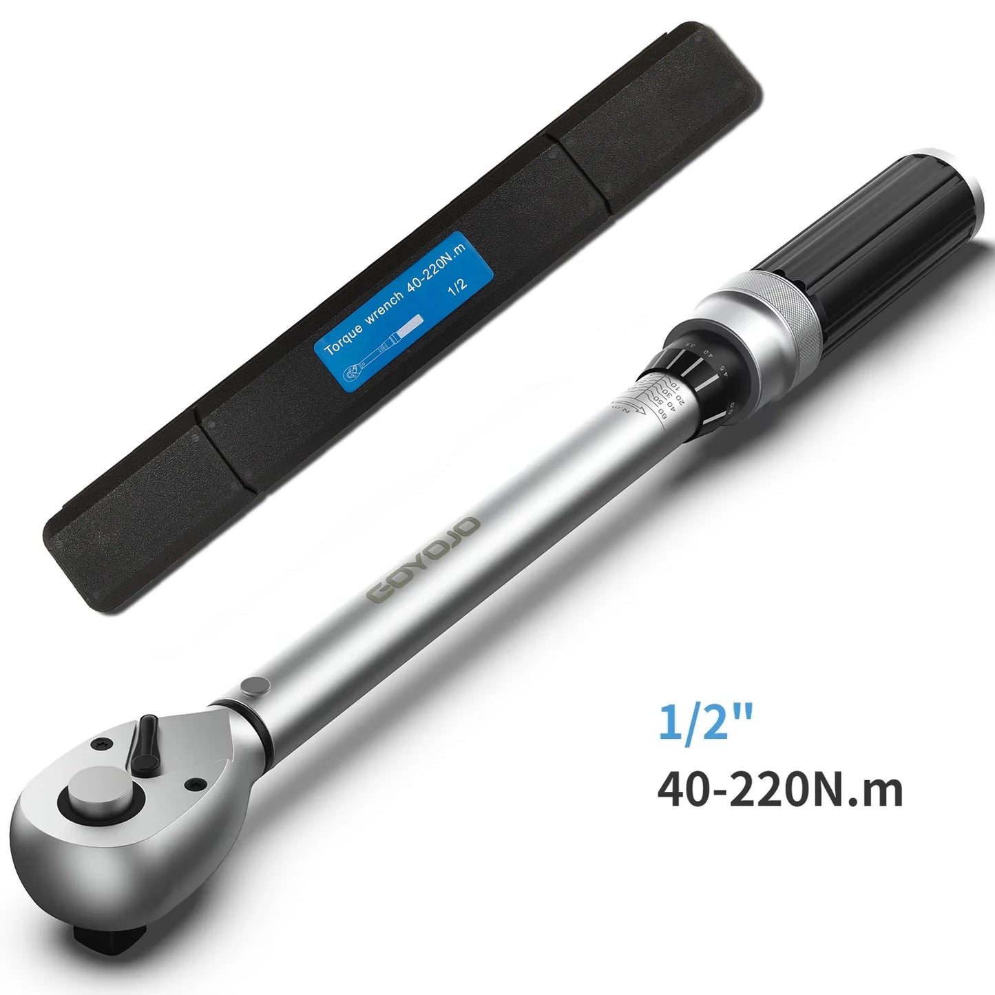Динамометрический ключ с квадратным хвостовиком 1/4”, 3/8”, 1/2”, 40–220 Н·м
