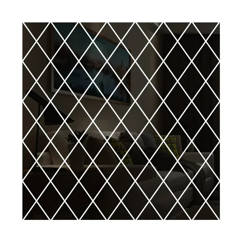 3D Diamond Shaped Acrylic Wall Mirror DIY Self-Adhesive Diamond Mirror Wall Sticker Office Living Room Art Home Decoration Profi-Group