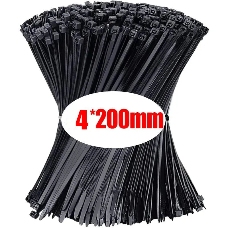 1000/100Pcs Nylon Cable Ties Self-locking Cord Ties Straps Adjustable Cables Fastening Loop Home Office Wire Zip Ties Wholesale Profi-Group