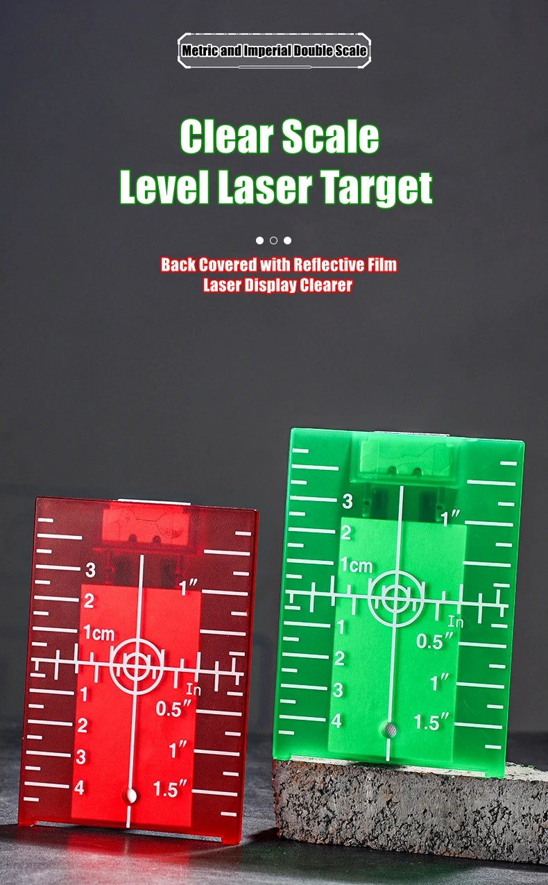 Laser Level Target Board Red/Green Line Beam Distance Plate Inch/cm Leveling Board Tool Hanging On Wall & Floor