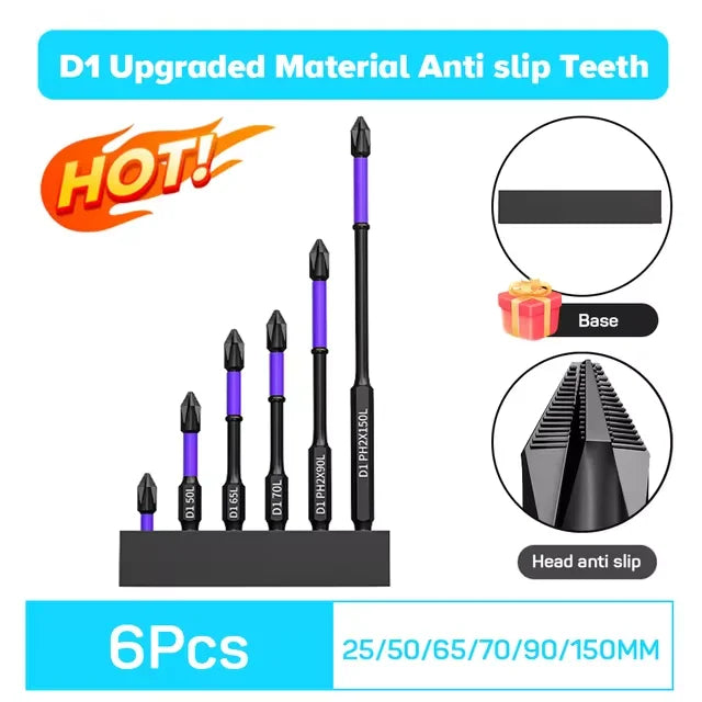 6/12 Pcs Magnetic Screwdriver Bits Non-slip Shockproof Phillips Impact Bits Hex Shank Alloy Steel Bits Suitable for Power Tools Profi-Group