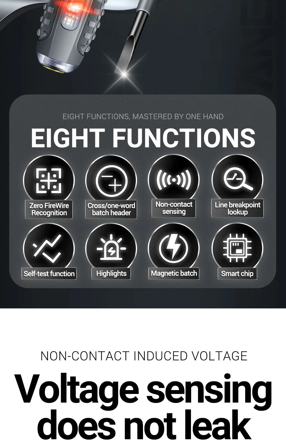 Multifunctional Electrician Test Screwdriver AC Non-contact Induction Test Pen Voltage Tester 70-600V Red Green Induction Lights Profi-Group