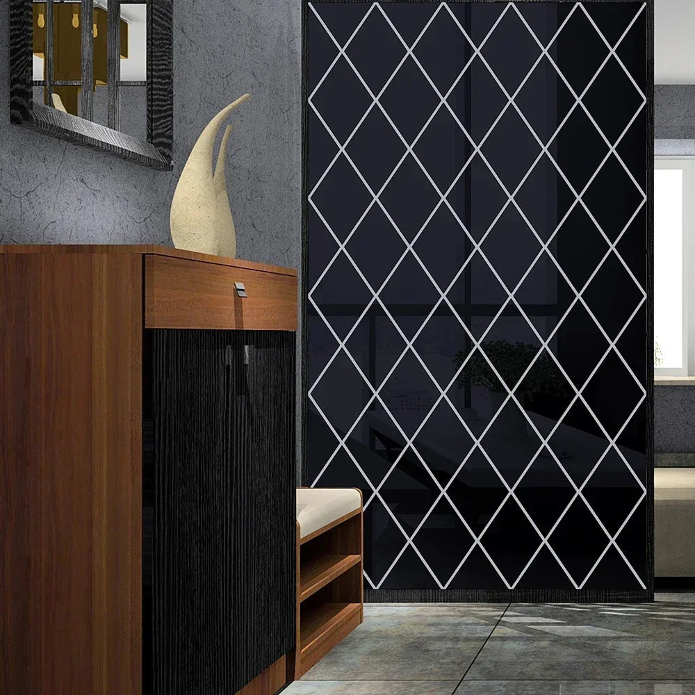 3D Diamond Shaped Acrylic Wall Mirror DIY Self-Adhesive Diamond Mirror Wall Sticker Office Living Room Art Home Decoration Profi-Group