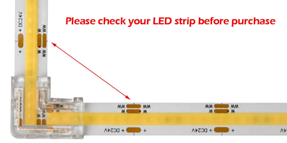 COB LED Connector Seamless 90 Degree L Shape Corner Connectors for 5mm 8mm 10mm 2/3/4pin FOB RGB CCT Tape Lights Connection 5pcs