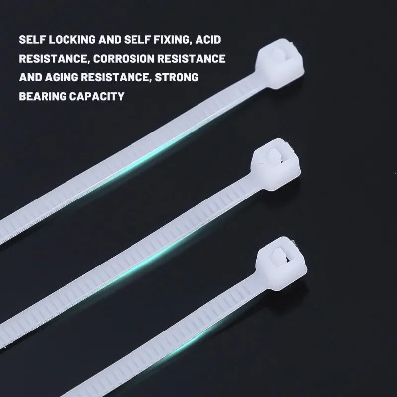 1000/100Pcs Nylon Cable Ties Self-locking Cord Ties Straps Adjustable Cables Fastening Loop Home Office Wire Zip Ties Wholesale Profi-Group