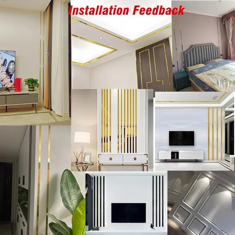 3 Meter Self-adhesive mirror wall sticker Acrylic Flat Decorative Lines 3D Wall Ceiling Edge Strip Mirror Living Room Decoration