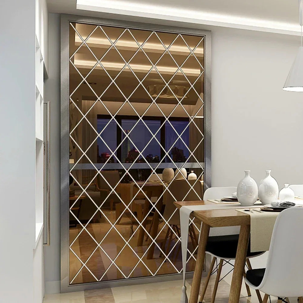 3D Diamond Shaped Acrylic Wall Mirror DIY Self-Adhesive Diamond Mirror Wall Sticker Office Living Room Art Home Decoration Profi-Group
