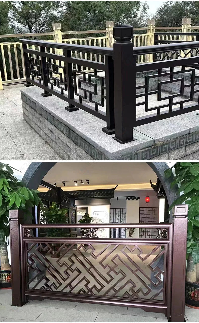 Chinese antique aluminum alloy balcony guardrail aluminum art villa terrace