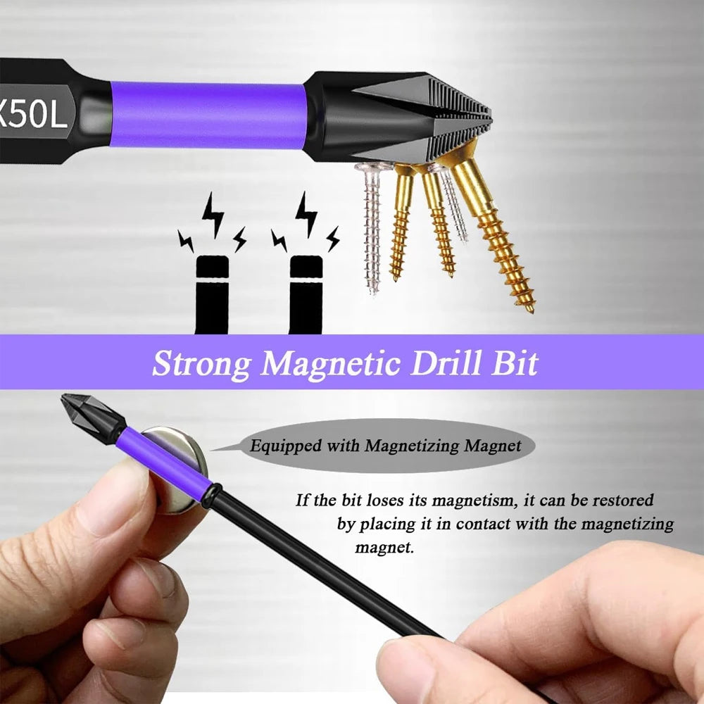 6/12 Pcs Magnetic Screwdriver Bits Non-slip Shockproof Phillips Impact Bits Hex Shank Alloy Steel Bits Suitable for Power Tools Profi-Group