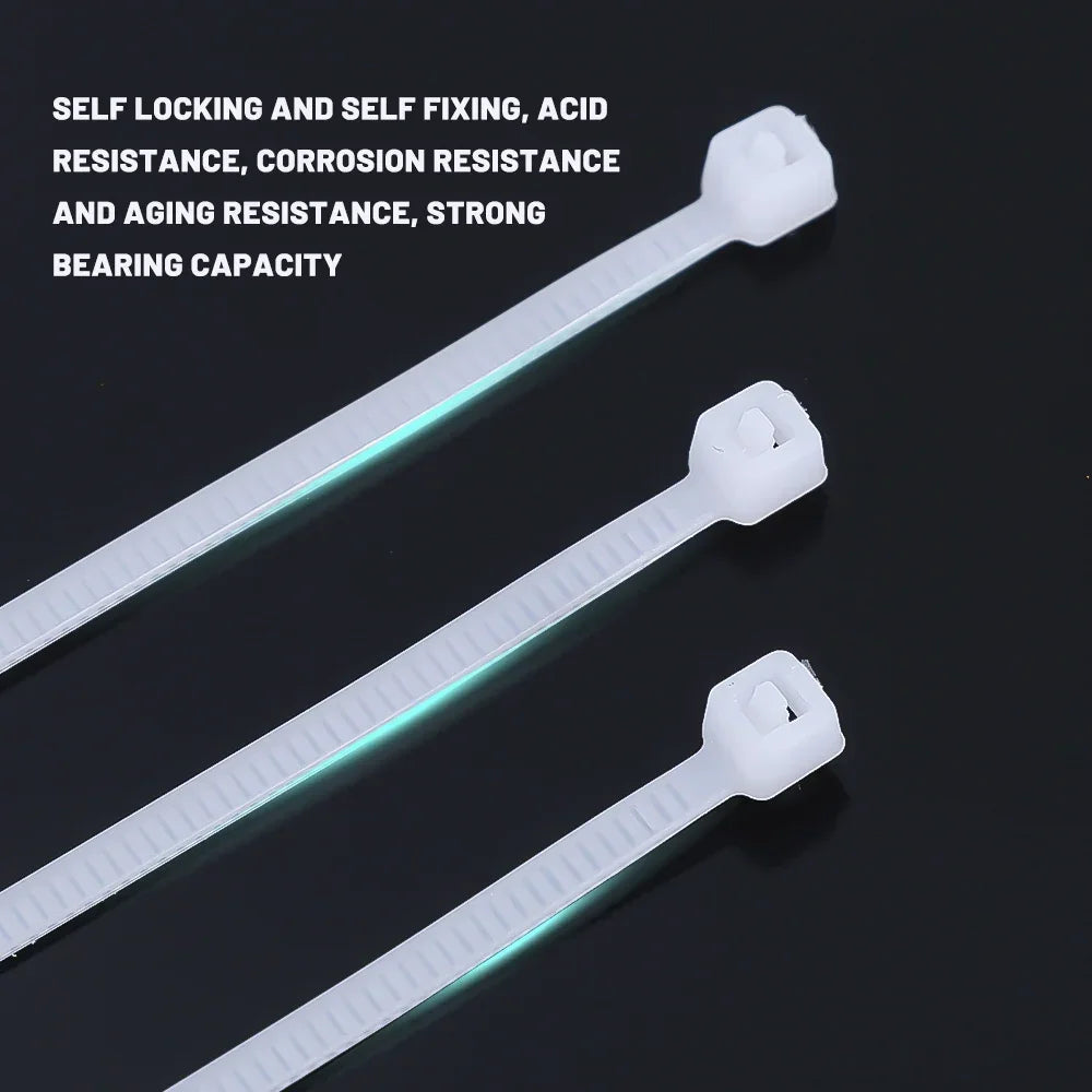 1000/100Pcs Nylon Cable Ties Self-locking Cord Ties Straps Adjustable Cables Fastening Loop Home Office Wire Zip Ties Wholesale Profi-Group