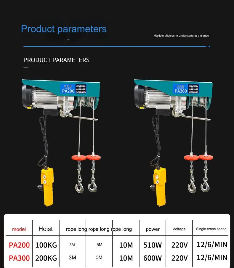 Double drum electric hoist 220v electric lifting scaffold automatic lifting mobile platform small motor