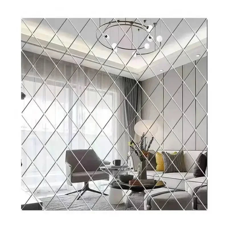 3D Diamond Shaped Acrylic Wall Mirror DIY Self-Adhesive Diamond Mirror Wall Sticker Office Living Room Art Home Decoration Profi-Group