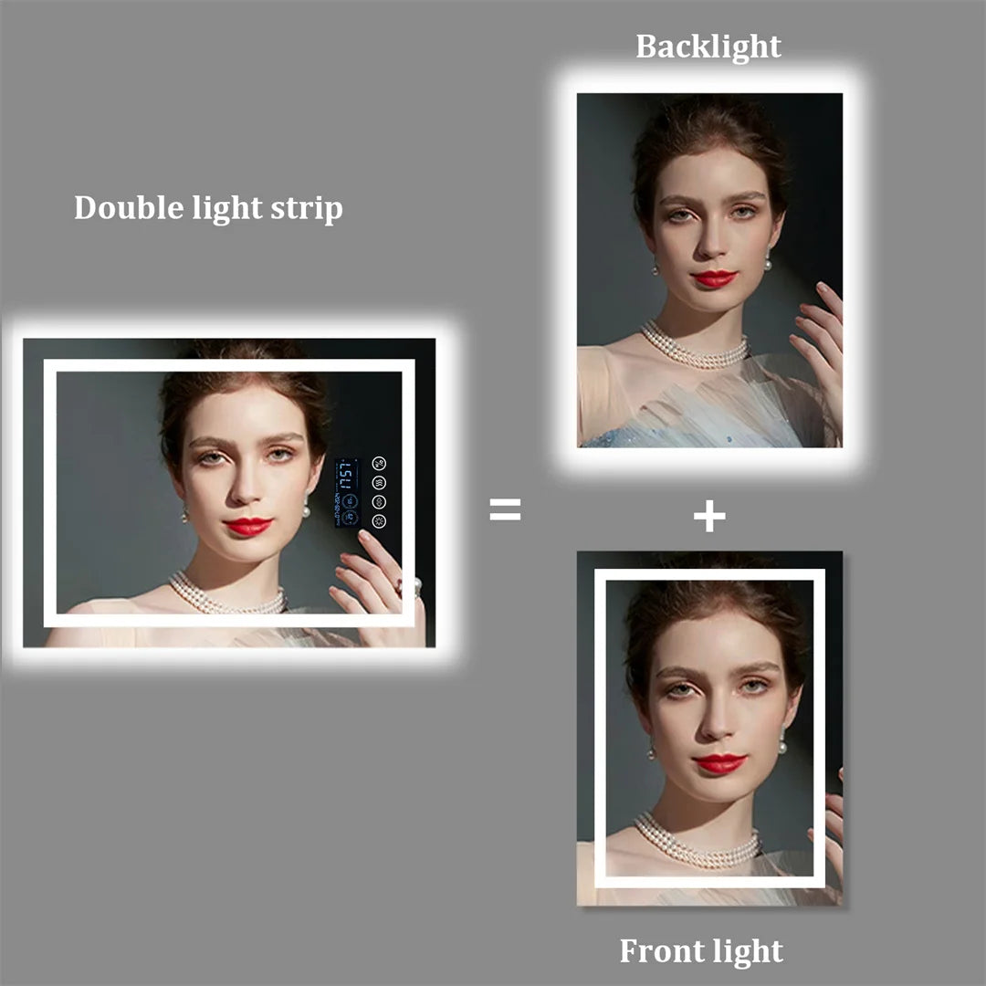 ALLICE Bluetooth Mirror Time Temperature Display Wall Hang Vanity Mirror with Bluetooth Speaker Dimmable Anti-fog Profi-Group