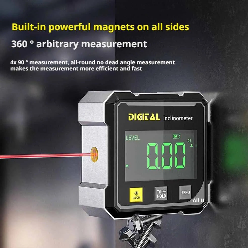 4-Side Magnetic Digital Angle Gauge With Laser Electronic Protractor Horizontometer Inclinometer Angle Ruler Slope Measuring Profi-Group