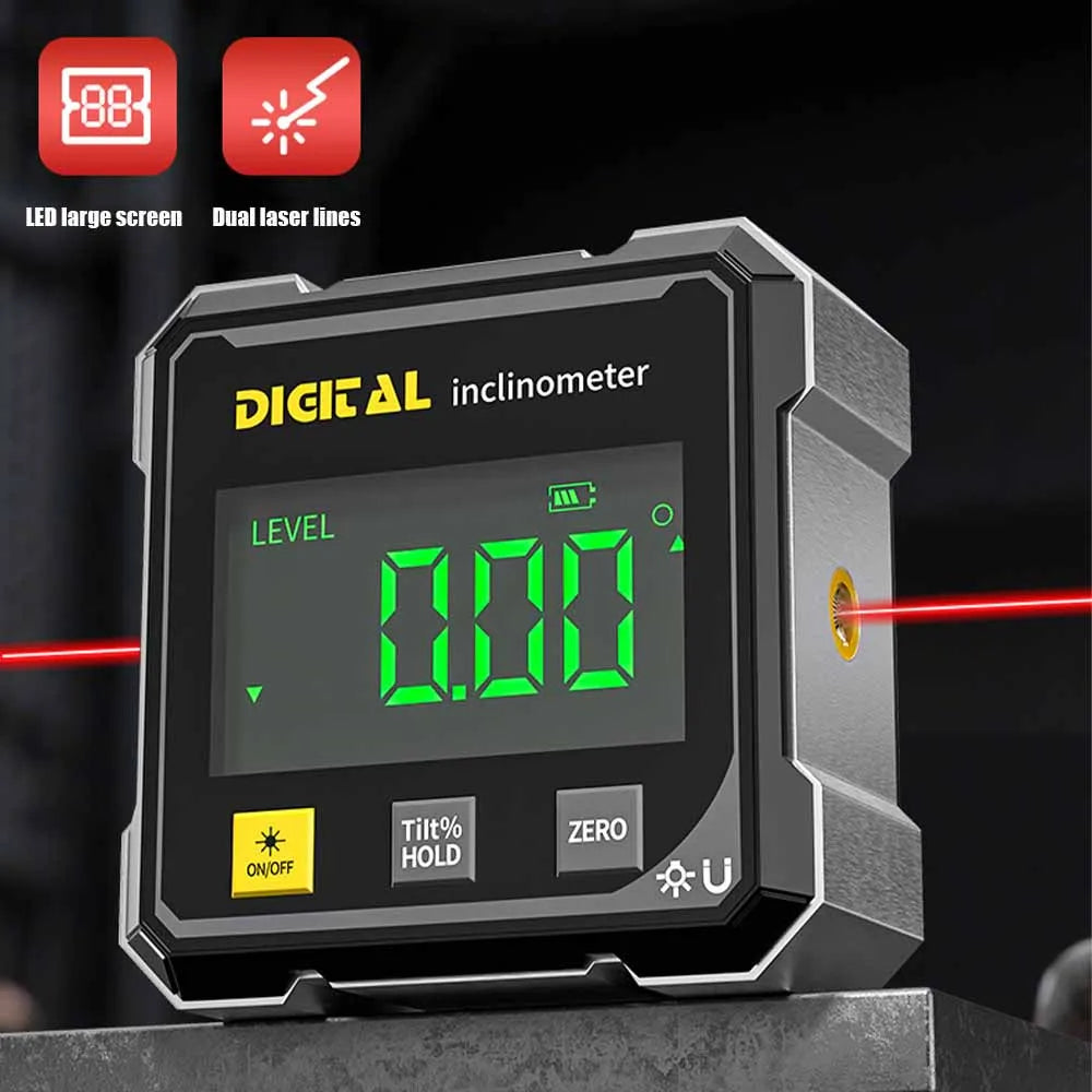 4-Side Magnetic Digital Angle Gauge With Laser Electronic Protractor Horizontometer Inclinometer Angle Ruler Slope Measuring Profi-Group