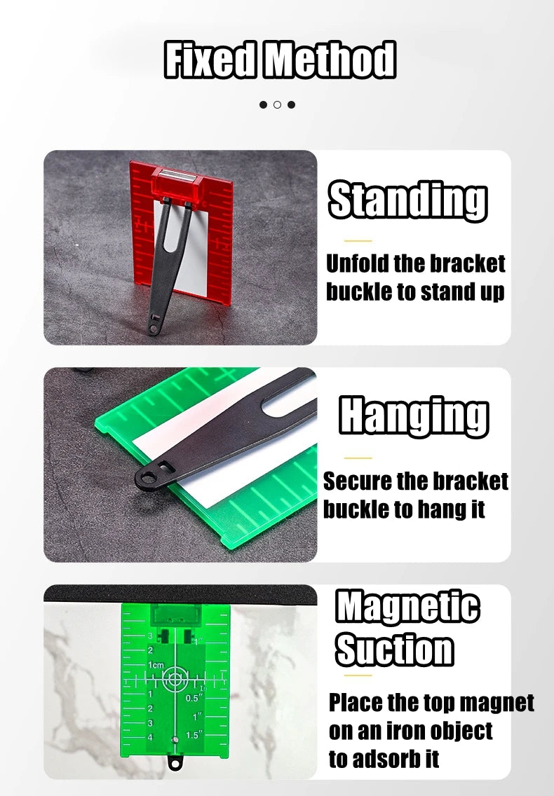 Laser Level Target Board Red/Green Line Beam Distance Plate Inch/cm Leveling Board Tool Hanging On Wall & Floor
