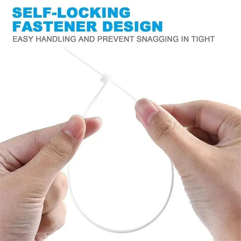 1000/100Pcs Nylon Cable Ties Self-locking Cord Ties Straps Adjustable Cables Fastening Loop Home Office Wire Zip Ties Wholesale Profi-Group