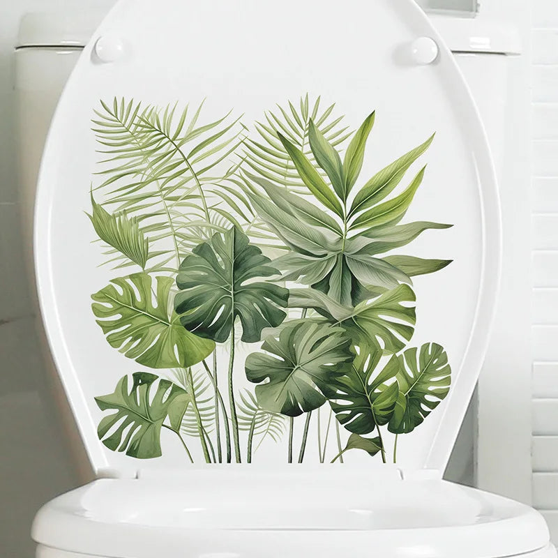 Green Plant Leaves Bathroom Toilet Sticker WC - Profi-Group