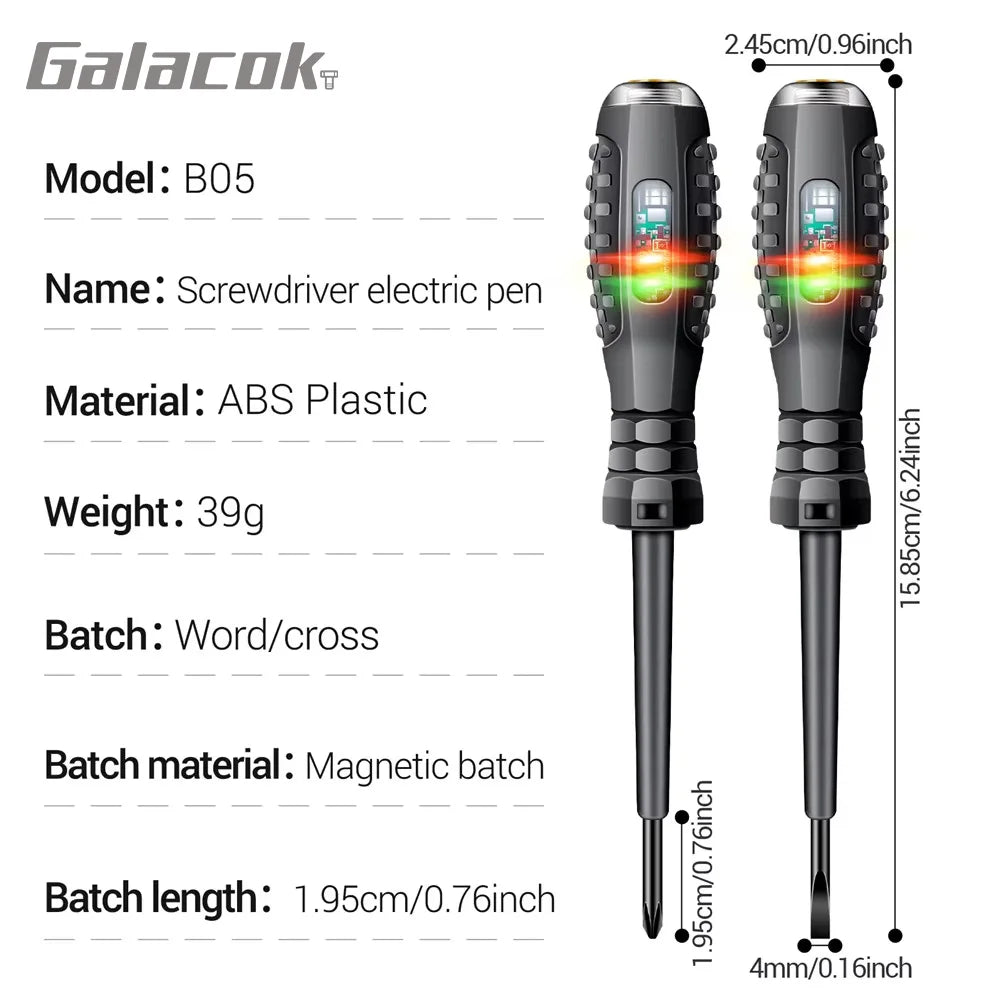 Multifunctional Electrician Test Screwdriver AC Non-contact Induction Test Pen Voltage Tester 70-600V Red Green Induction Lights Profi-Group