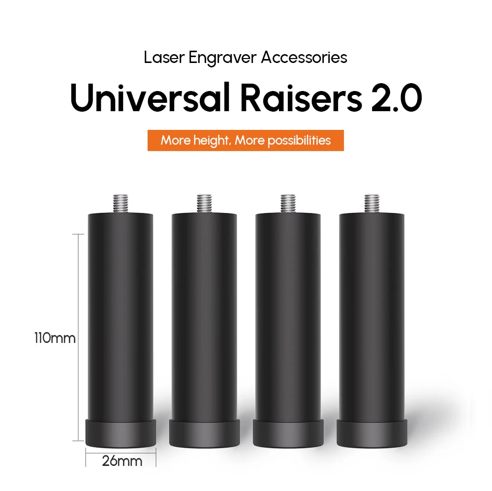 עמודת הגבהה עזר למכונת חריטת לייזר של Algolaser, 4 יחידות, סוגריים מוגברים לגובה 105 מ"מ/110 מ"מ לחרטת לייזר