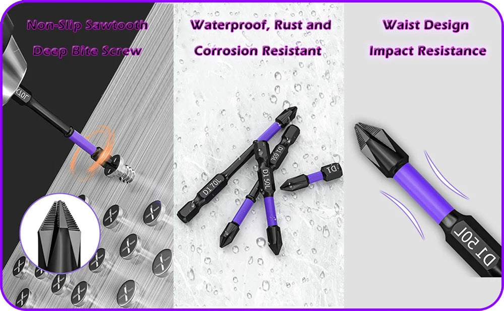 6/12 Pcs Magnetic Screwdriver Bits Non-slip Shockproof Phillips Impact Bits Hex Shank Alloy Steel Bits Suitable for Power Tools Profi-Group
