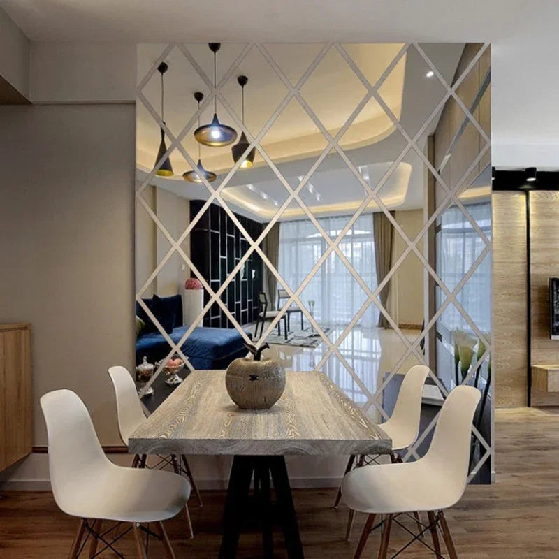 3D Diamond Shaped Acrylic Wall Mirror DIY Self-Adhesive Diamond Mirror Wall Sticker Office Living Room Art Home Decoration Profi-Group