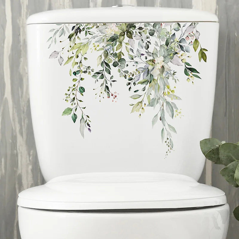 Green Plant Leaves Bathroom Toilet Sticker WC - Profi-Group