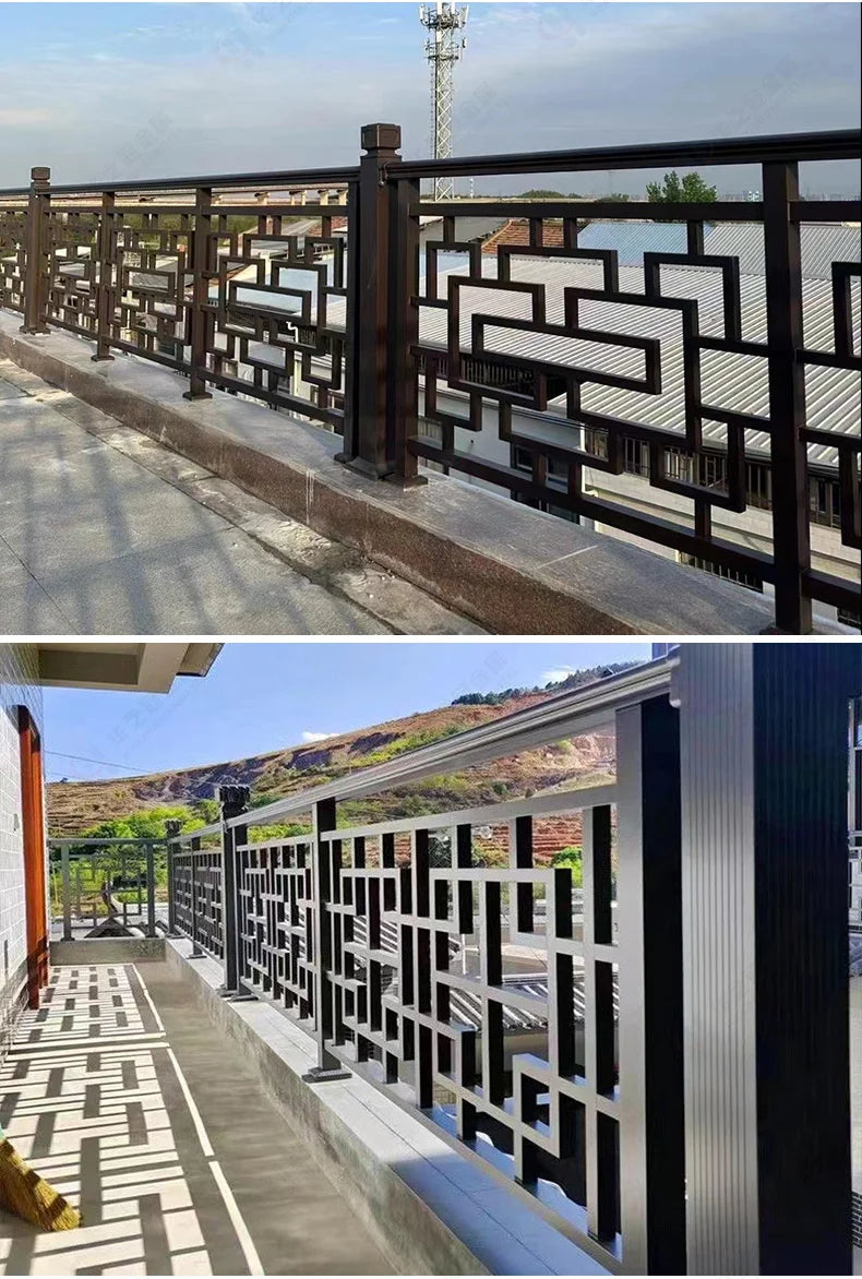 Chinese antique aluminum alloy balcony guardrail aluminum art villa terrace