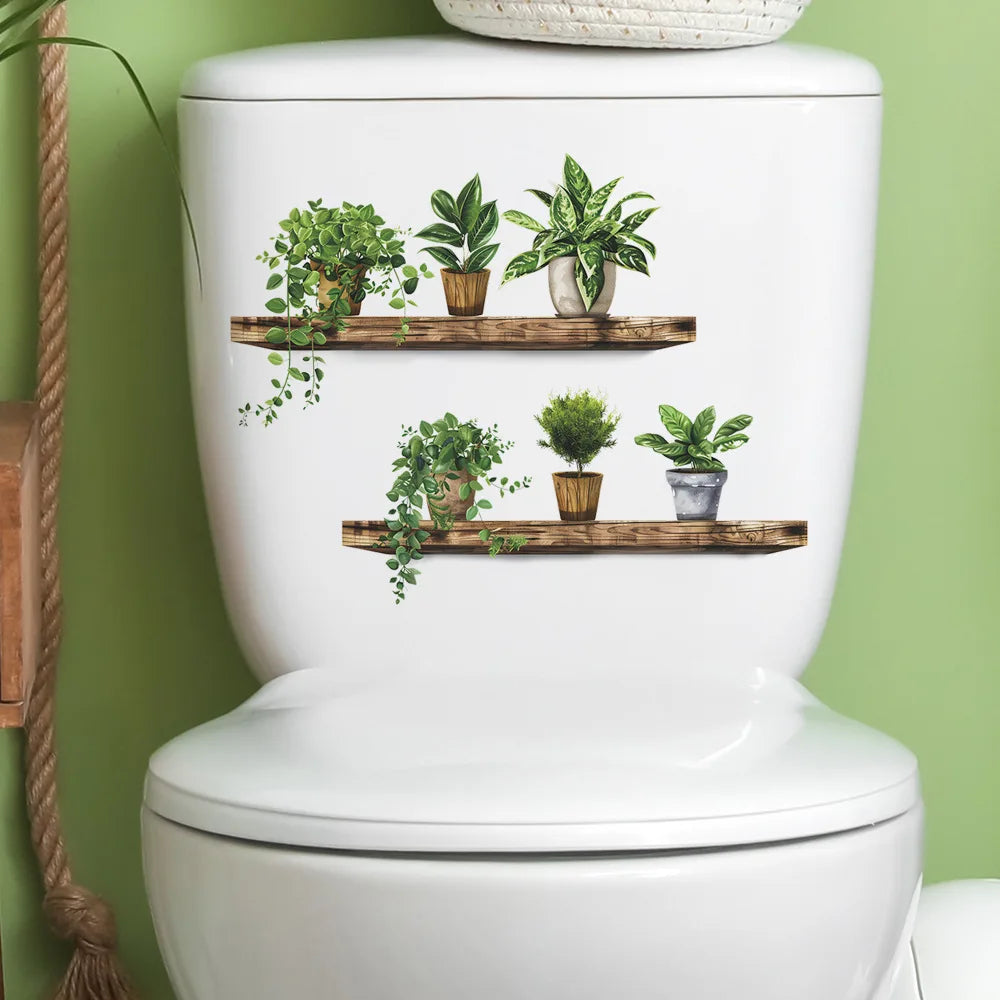Green Plant Leaves Bathroom Toilet Sticker WC - Profi-Group