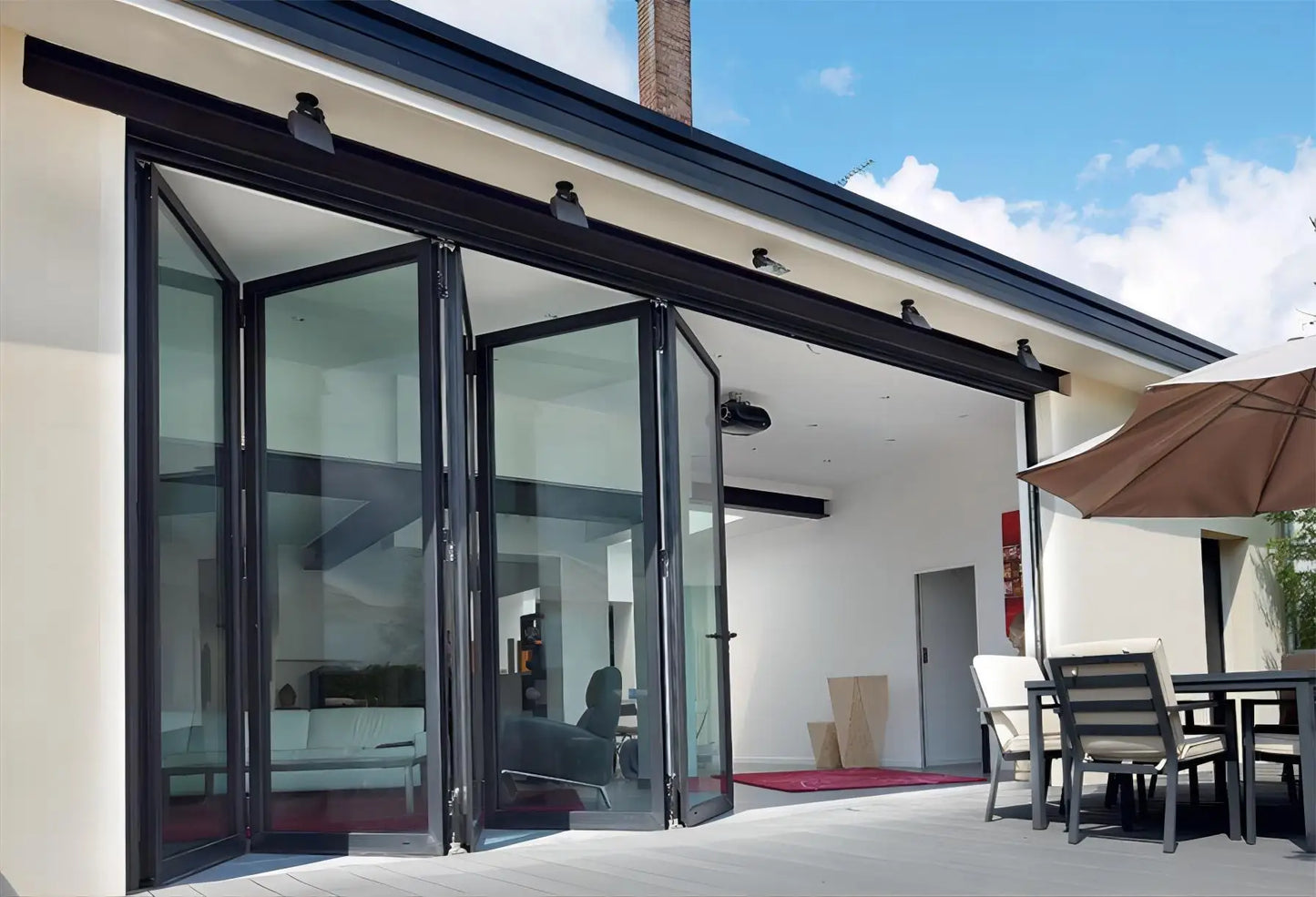 Exterior Patio Doors Modern Waterproof Glass Bifold Door for House Thermal Break Aluminum Accordion Type Folding Door